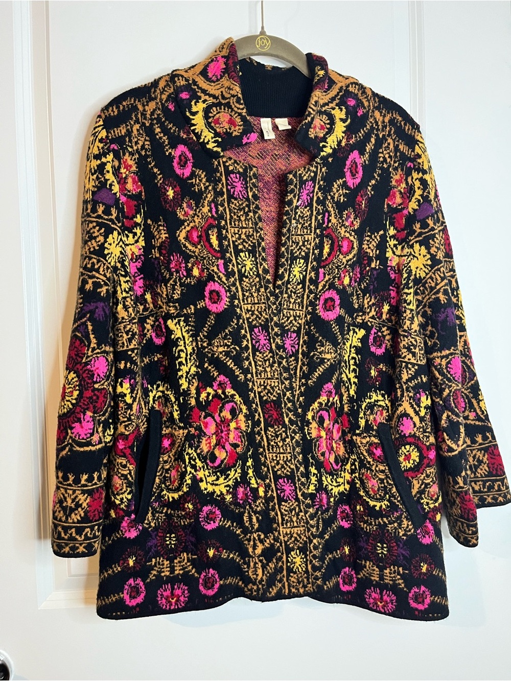 MOTH by Anthropologie Payton Jacquard Floral Cardigan Sweater Jacket Sz L Boho